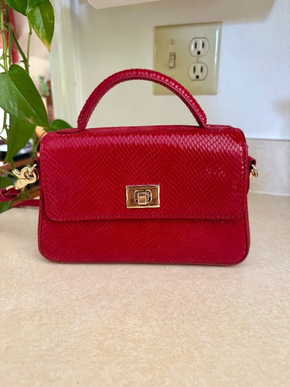J. Crew Small Edie Top-Handle Bag in Snake-Embossed Leather